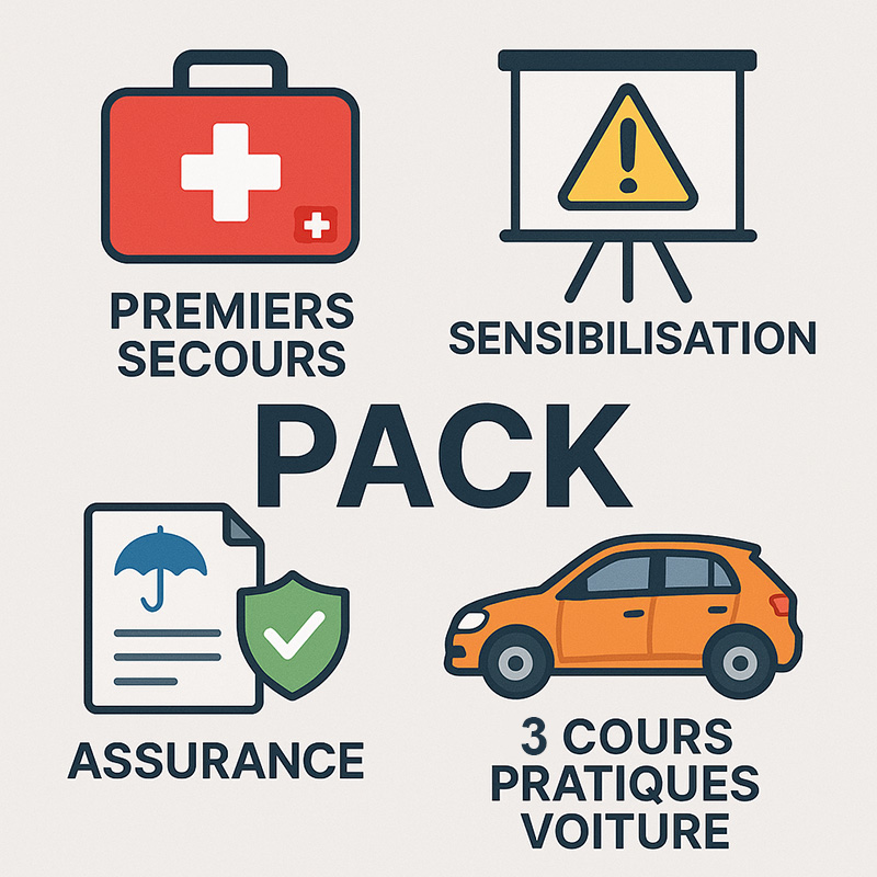 1ers secours + sensibilisation + assurance + 3 cours pratique